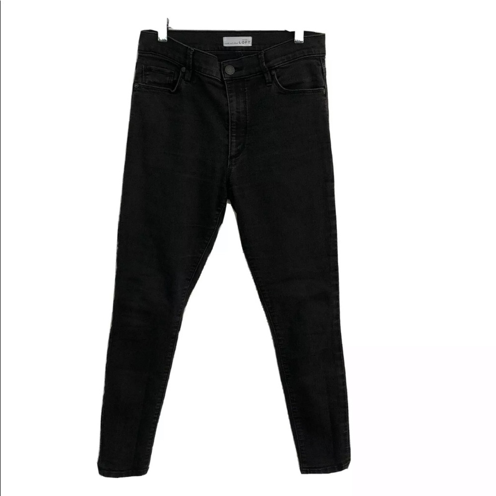 LOFT modern high waist skinny ankle jeans black - Picture 1 of 7
